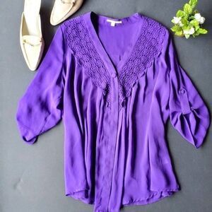 Gianni Bini Purple Flowy Blouse